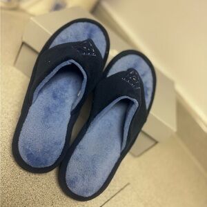 New Navy Blue Open-Toe Slippers with Logo brand isotonic